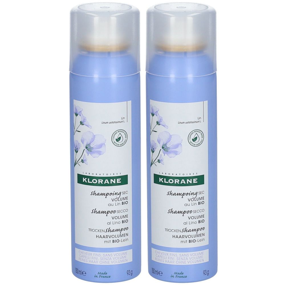 KLORANE Shampoo Secco Volume al Lino BIO Set da 2