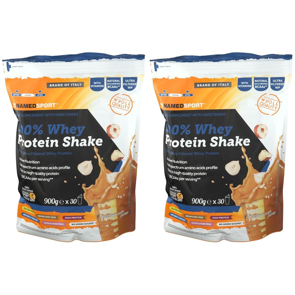 NAMEDSPORT® 100% Whey Protein Shake Hazelnut Cream Set da 2