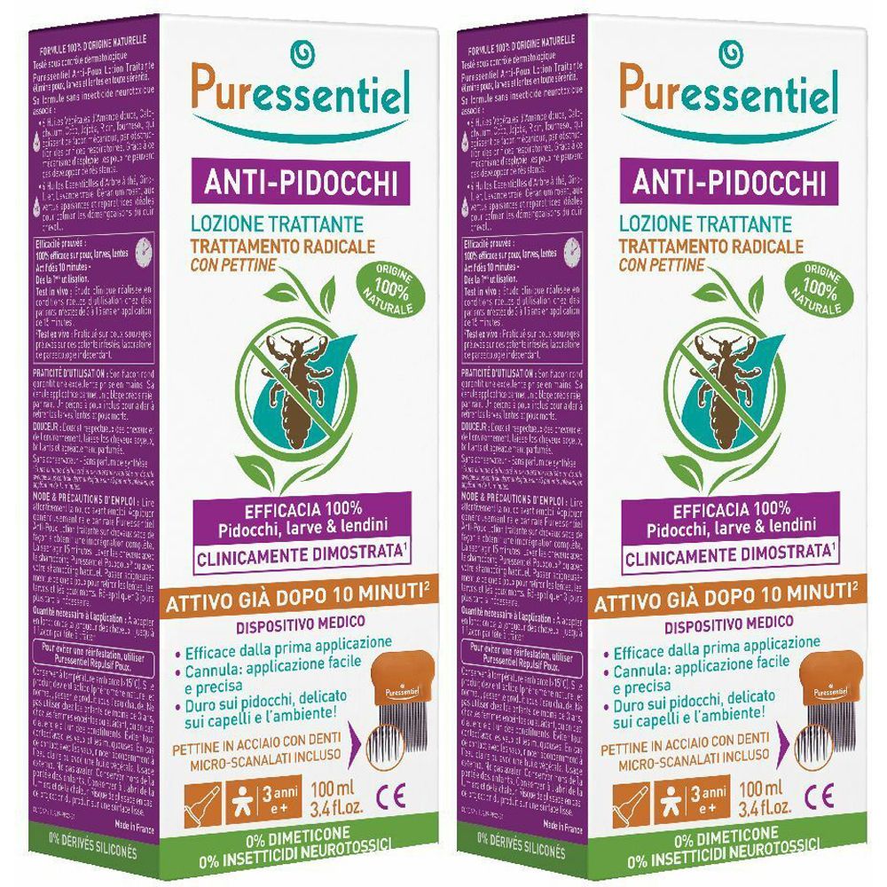 Puressentiel Anti-Pidocchi Lozione + Pettine Set da 2