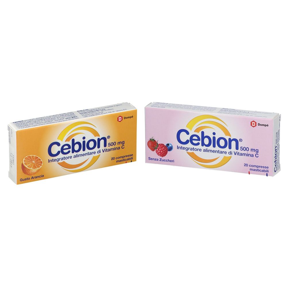 Cebion® Compresse Masticabili Gusto Arancia + Gusto Frutti Rossi Senza Zucchero