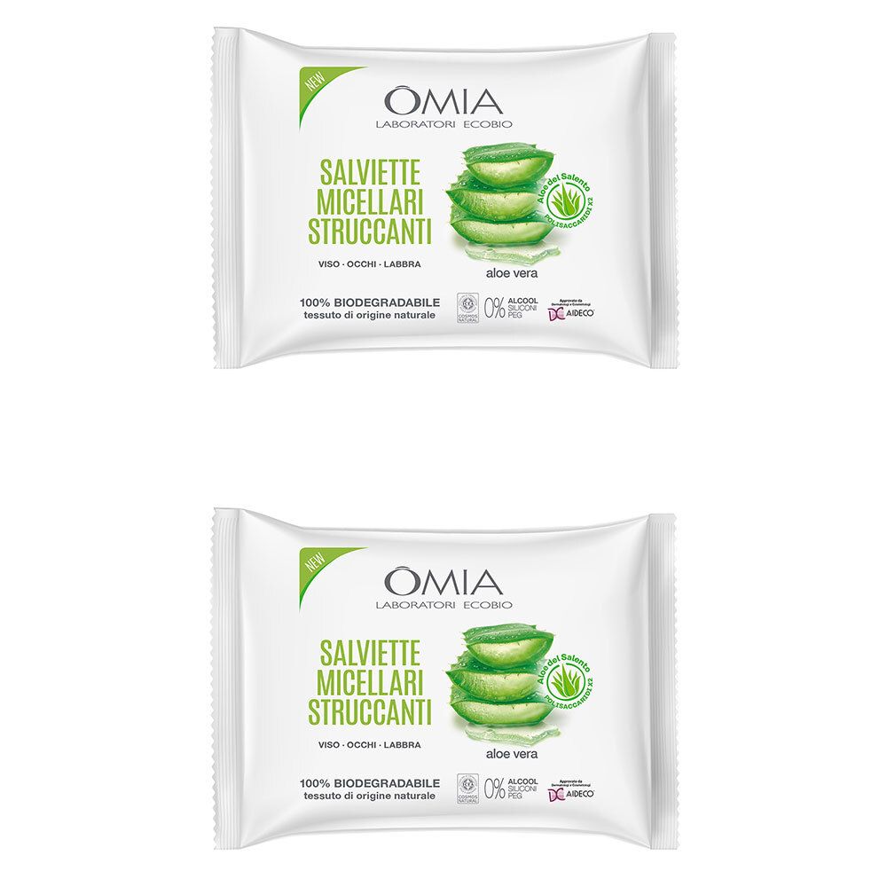 OMIA Salviette Micellari Struccanti Aloe del Salento Set da 2