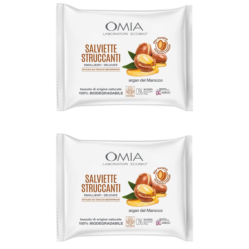 OMIA ECOBIO Salvietta Struccante Viso Argan Set da 2