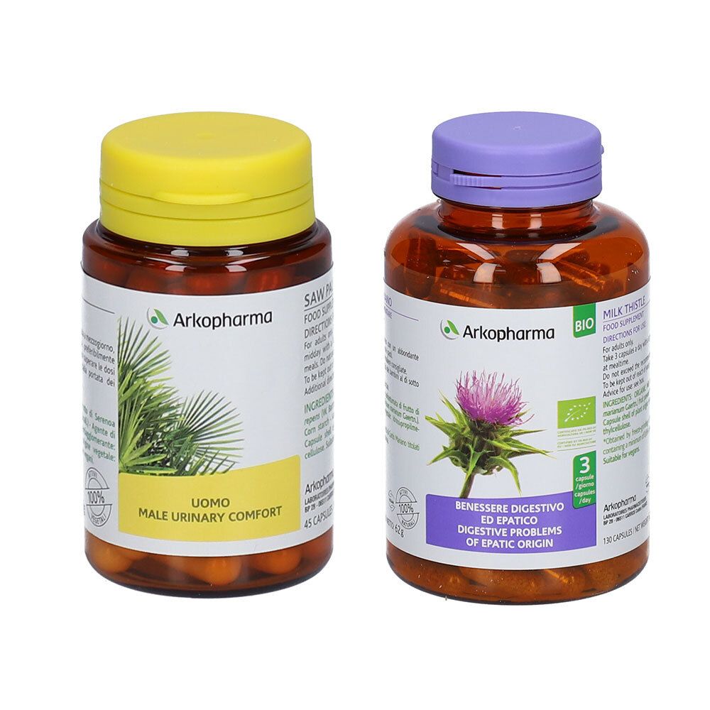 Arkopharma Arkocapsule® Serenoa Repens Uomo + Arkocapsule® Cardo Mariano - risparmia il 10% con il codice: ARKO10