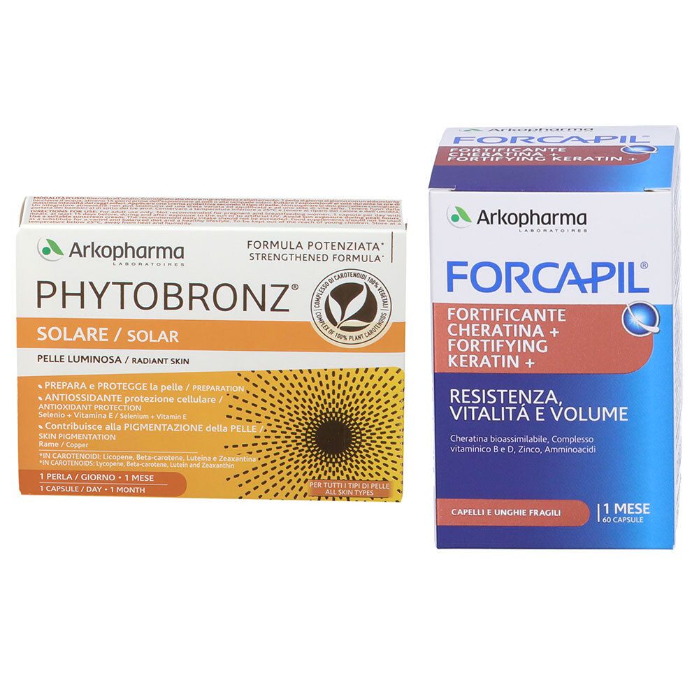 Arkopharma Phytobronz® Solare + Forcapil® Cheratina+ - risparmia il 10% con il codice: ARKO10
