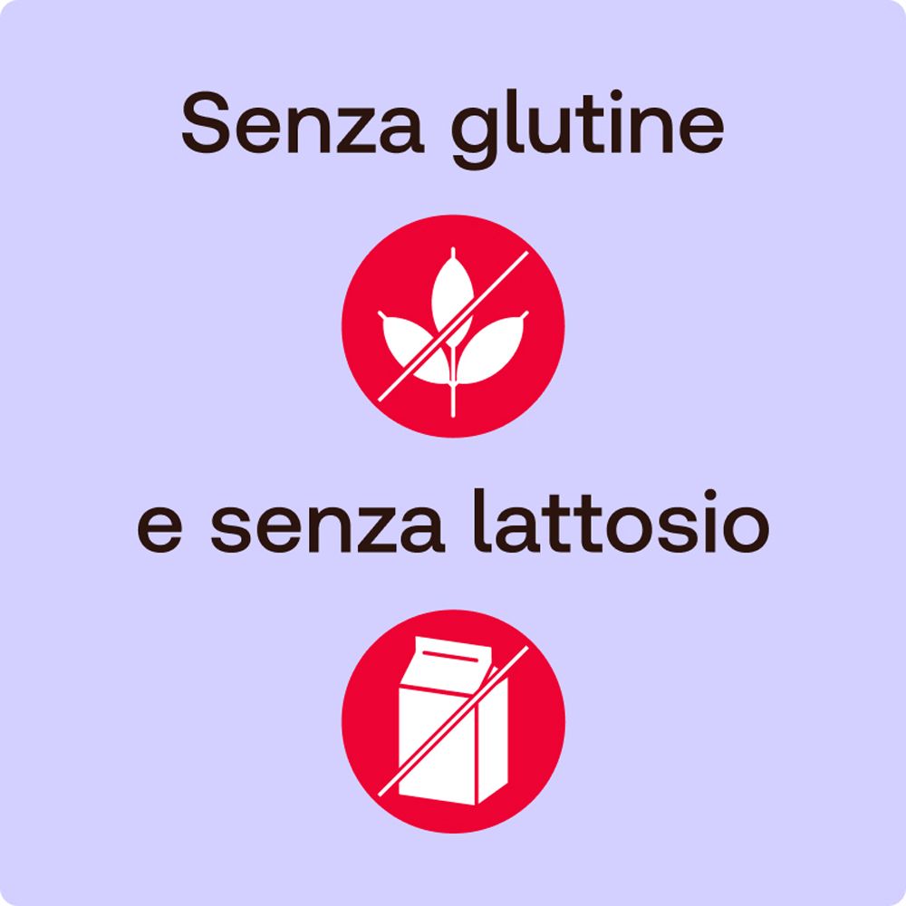 Icone che indicano senza glutine e senza lattosio.