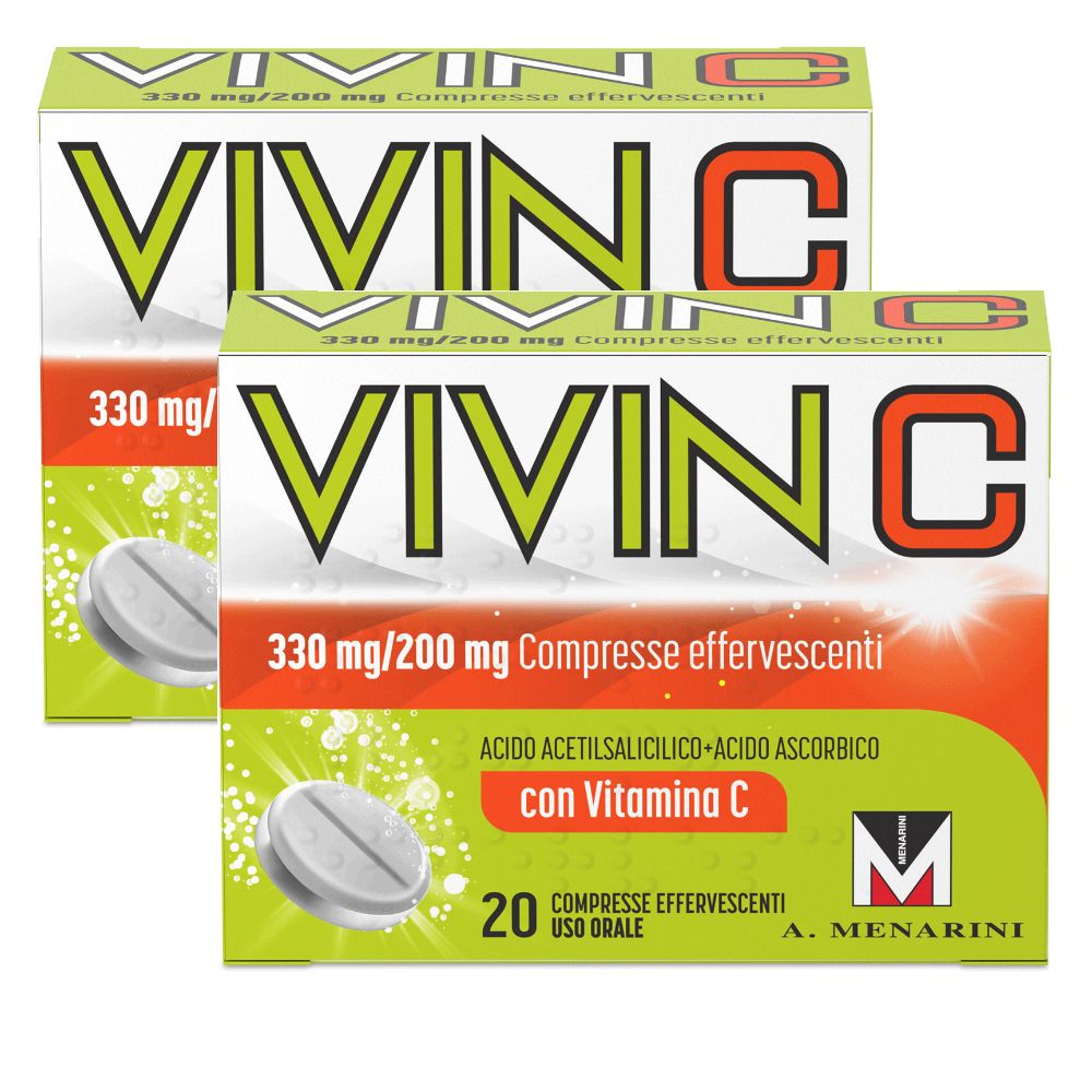 Image of Vivin C contro primi sintomi influenzali e raffreddore 20 compresse effervescenti, con Vit C Set da 2