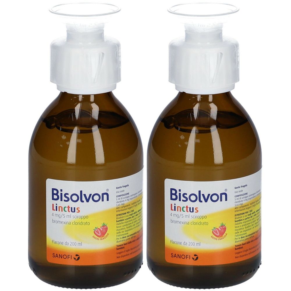 Image of Bisolvon® Linctus 4 mg/5 ml Sciroppo gusto fragola Set da 2
