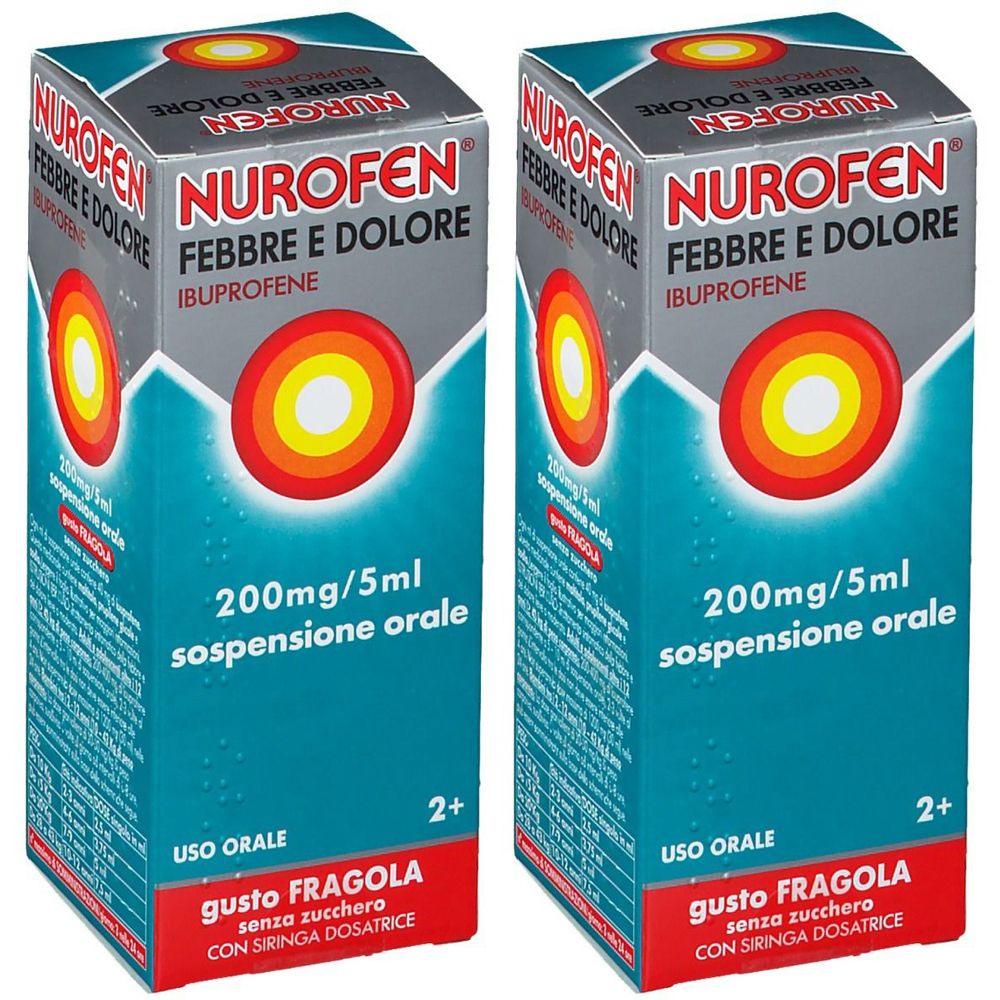 Image of Nurofen® Febbre e Dolore 200mg/5ml Gusto fragola Set da 2