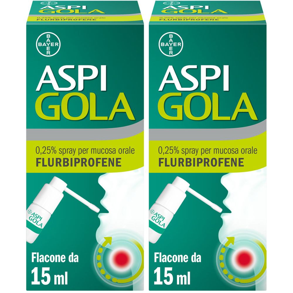 Aspi Gola Spray antinfiammatorio antidolorifico per mal di Gola e faringiti Set da 2