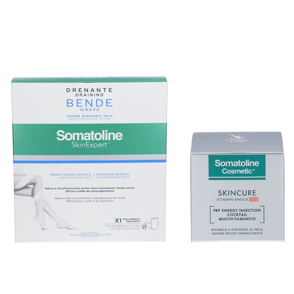 Image of Somatoline SkinExpert™ Drenante Bende Azione Riducente Urto + Somatoline Cosmetic® Skincure Vitamin-Shock SOS