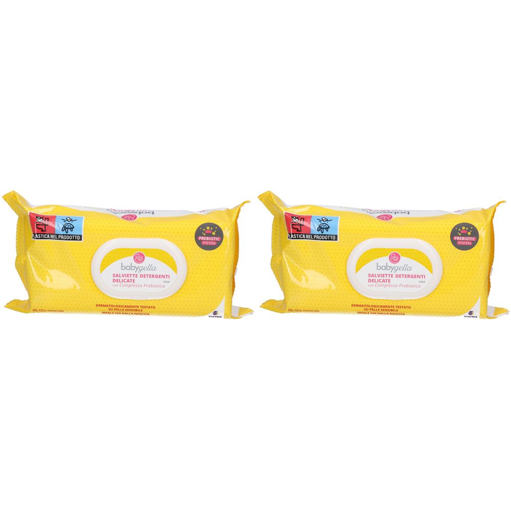 Babygella Salviettine Detergenti Delicate con Complesso Prebiotico Set da 2