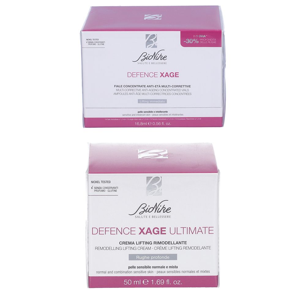 BioNike Defence Xage Ultimate Crema Lifting Rimodellante + Fiale Concentrate Anti-Età Multi-Correttive
