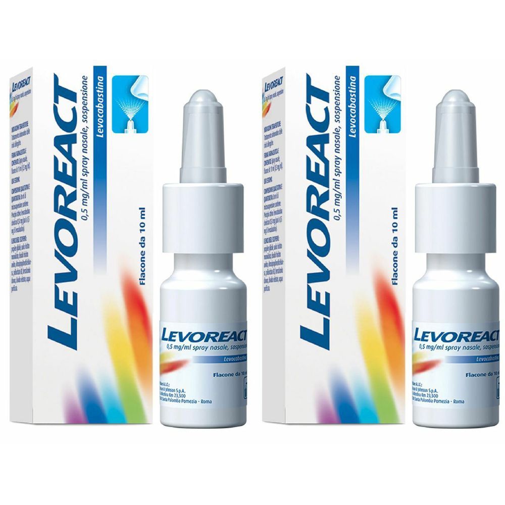 Levoreact Spray Nasale Antistaminico per Allergia Riniti Allergiche e Naso che Cola Set da 2
