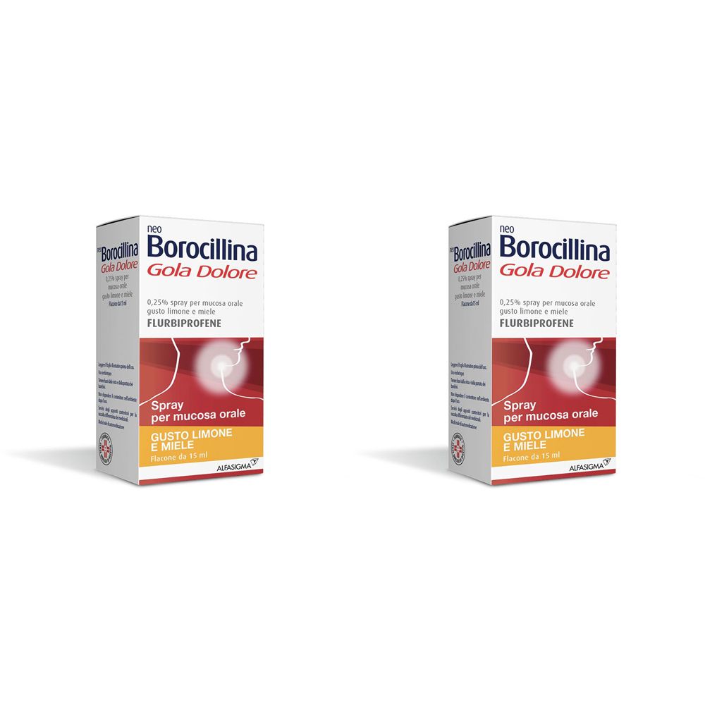Neoborocillina Gola Dolore Spray Gusto Limone e Miele Set da 2