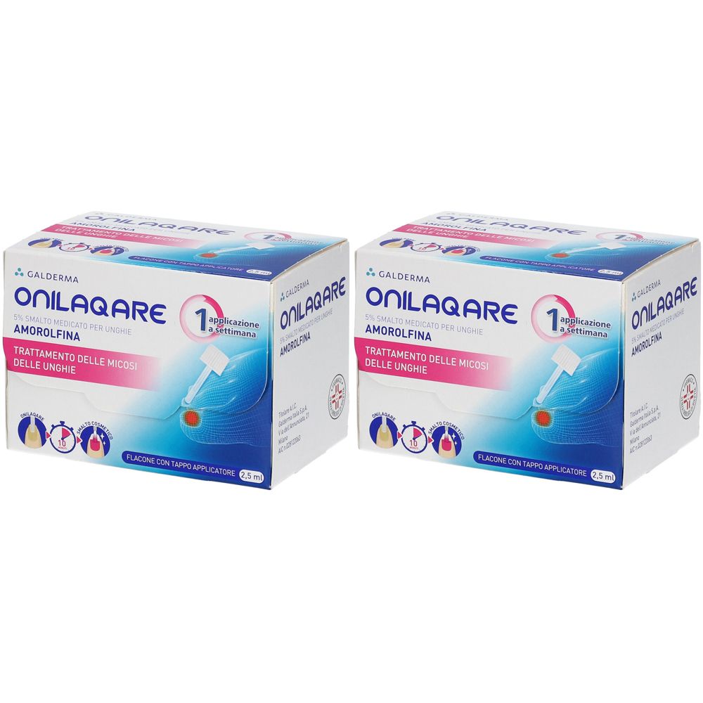 ONILAQARE 5% Smalto Medicato per Unghie Set da 2