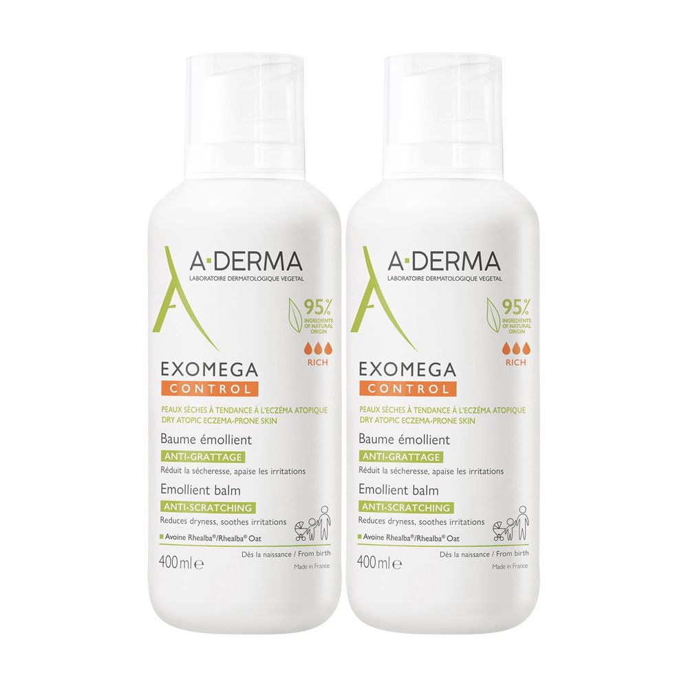 A-Derma, Balsamo Emolliente anti-grattage - Exomega Control Set da 2
