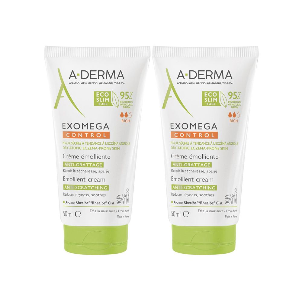A-Derma, Crema Emolliente anti-grattage - Exomega Control Set da 2