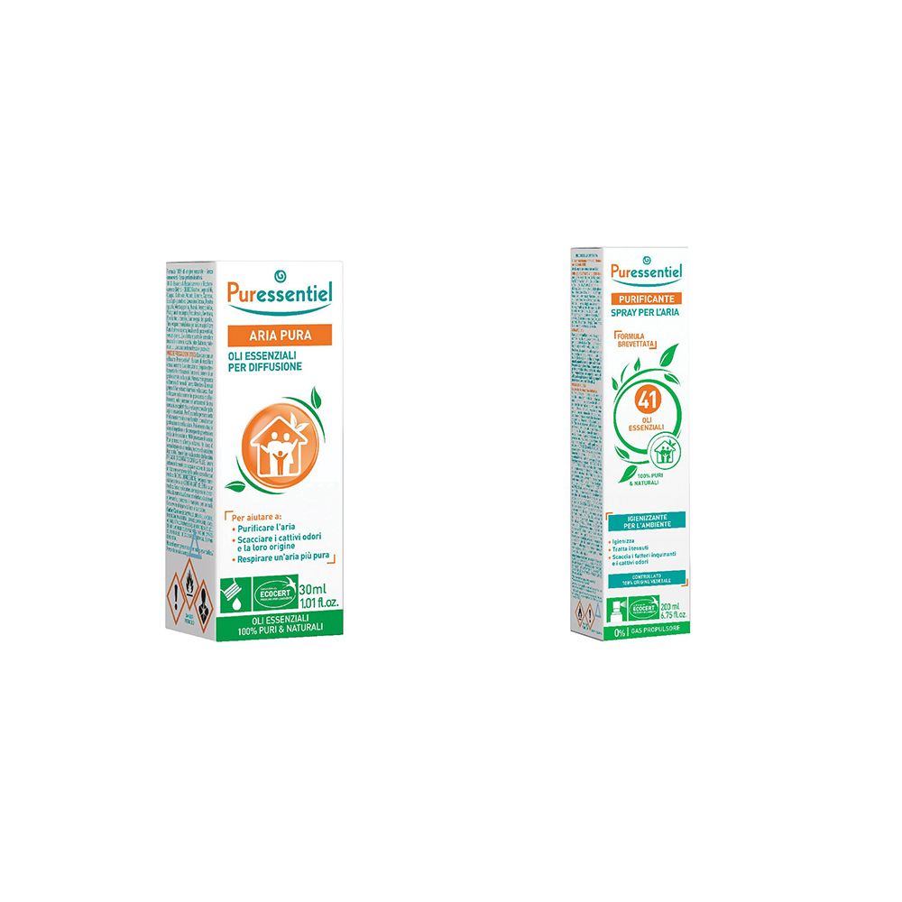Puressentiel Purificante dell'aria Spray + Puressentiel Oli Essenziali Per Diffusione Miscela Aria Pura