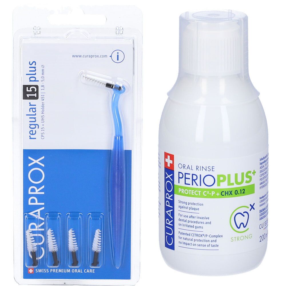 CURAPROX Regular 15 Plus Scovolini + Perioplus+ Protect Cx-p + Chx 0.12 Collutorio