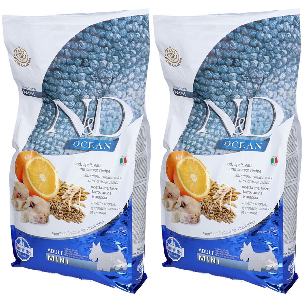 Farmina® N&D Ocean Cod, Spelt, Oats & Orange Adult Mini Set da 2