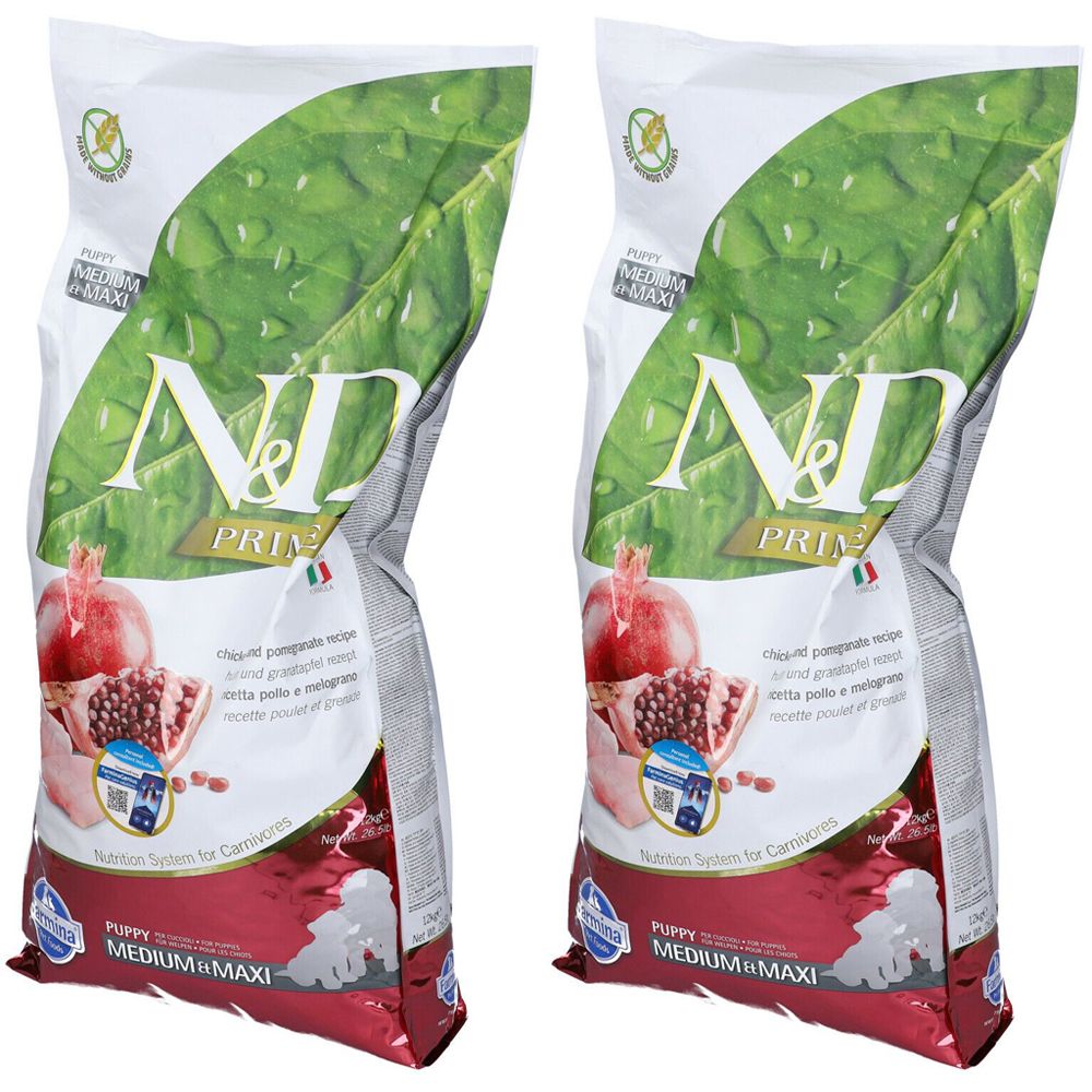 Farmina® N&D Prime Chicken & Pomegranate Puppy Medium & Maxi Set da 2