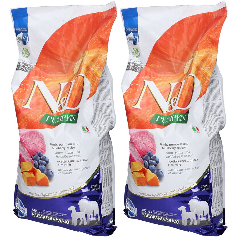 Farmina® N&D Pumpkin Lamb & Blueberry Adult Medium & Maxi Set da 2