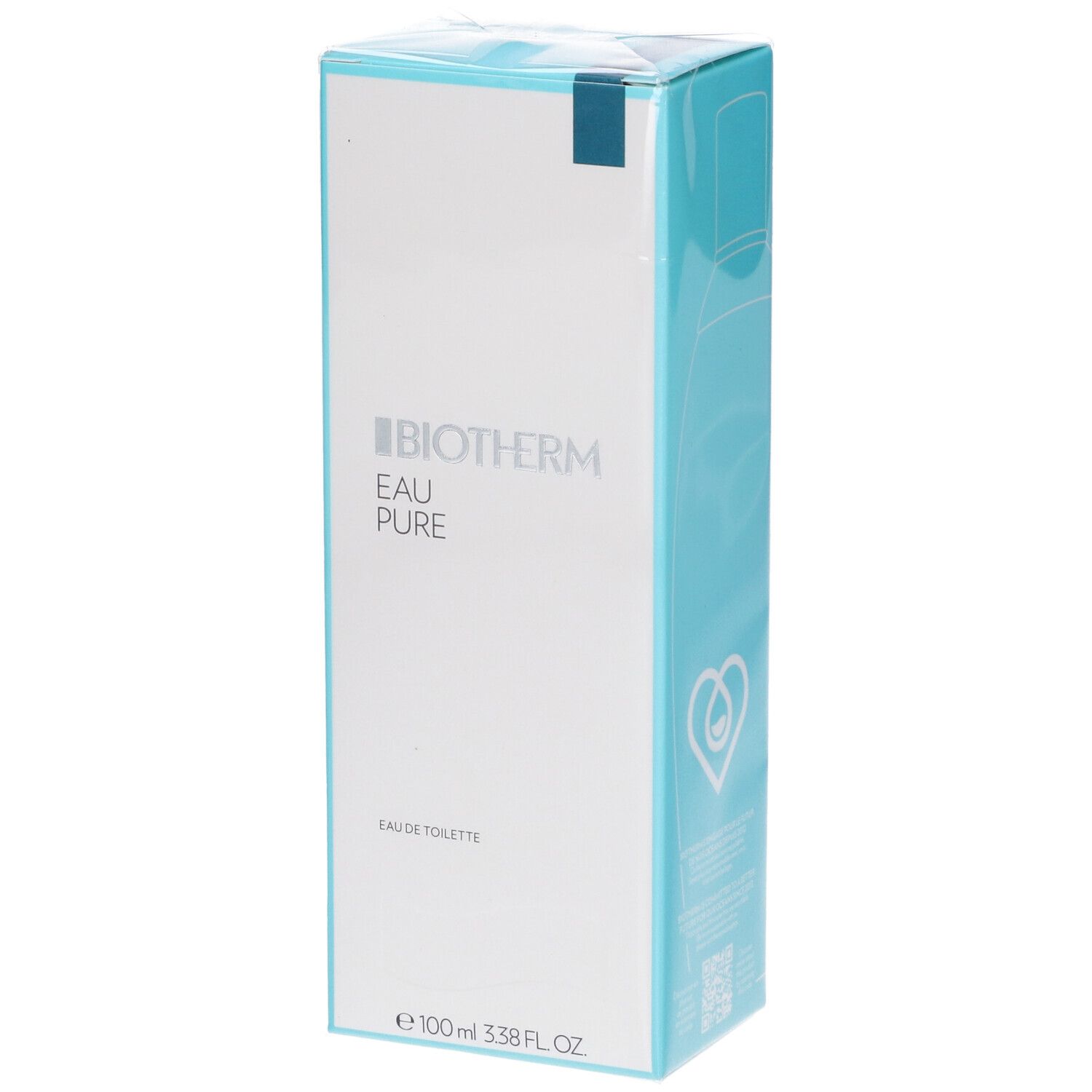 Confezione di Biotherm Eau Pure Eau de Toilette. Scatola bianca con accento blu. Marchio e nome del prodotto visibili.
