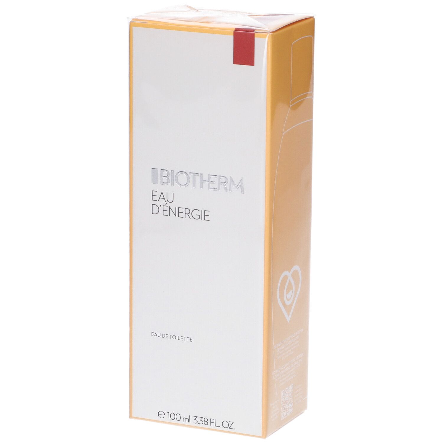 Biotherm Eau D'Energie Eau De Toilette. Confezione bianca e gialla. Scritta: Biotherm, Eau D'Energie, Eau de Toilette.