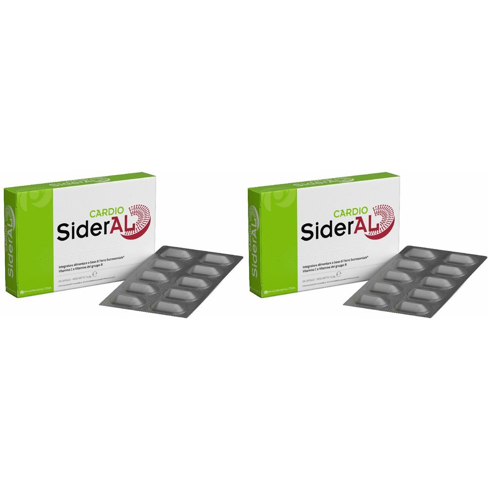 Due confezioni di capsule "Cardio SiderAL" e due blister di capsule.