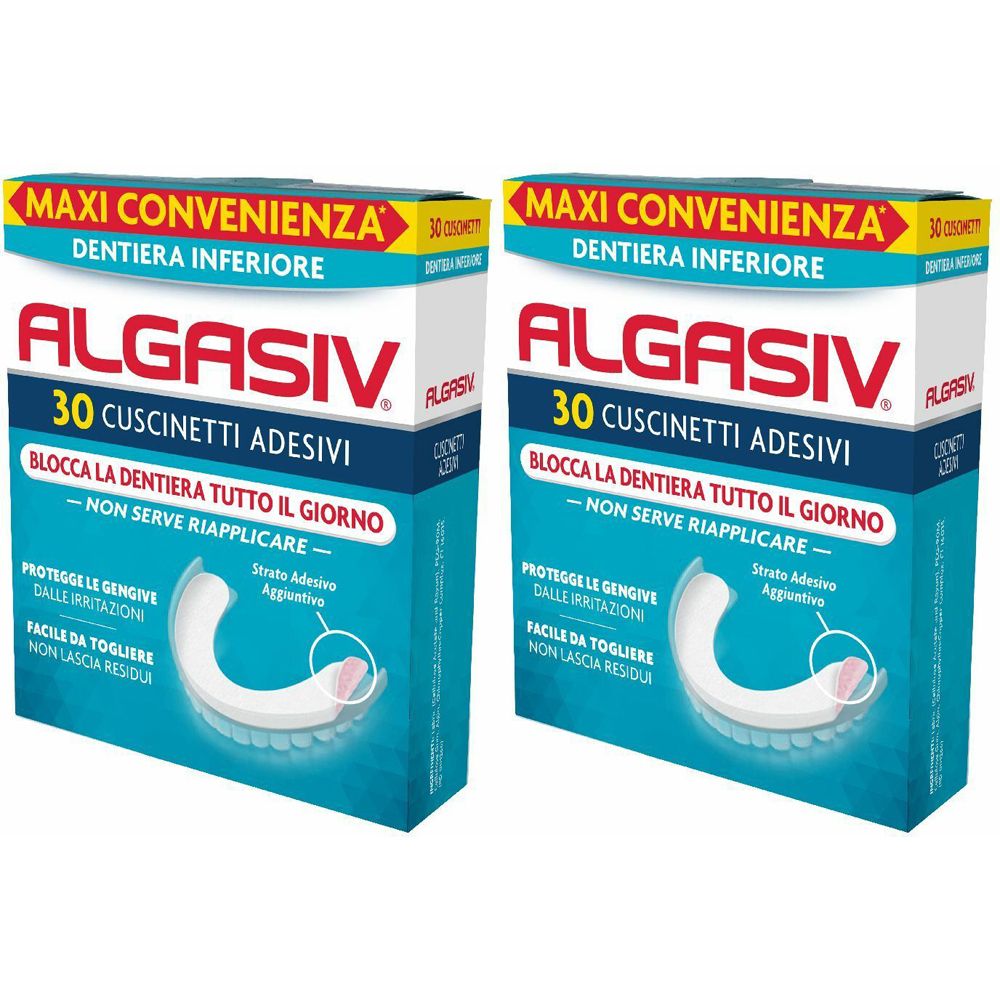 ALGASIV® Cuscinetti Adesivi Dentiera Inferiore Set da 2