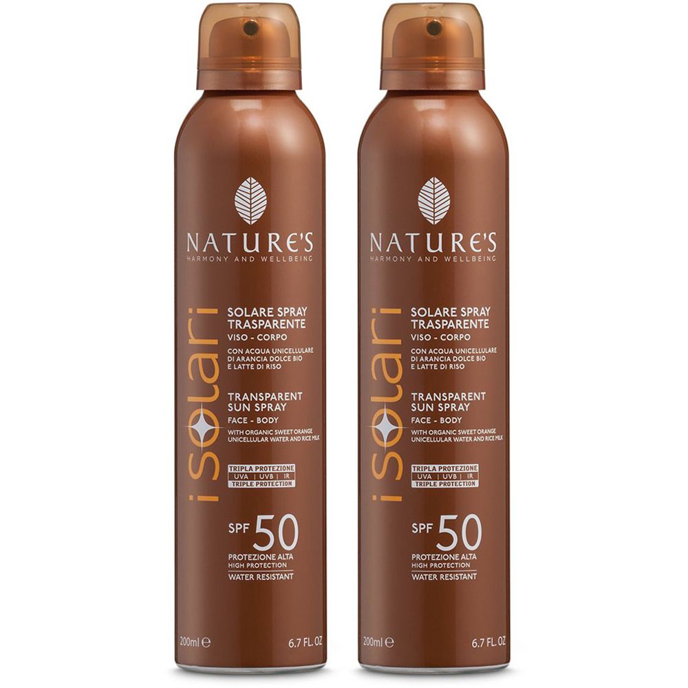 NATURE'S iSolari  Solare Spray Trasparente SPF 50 Set da 2