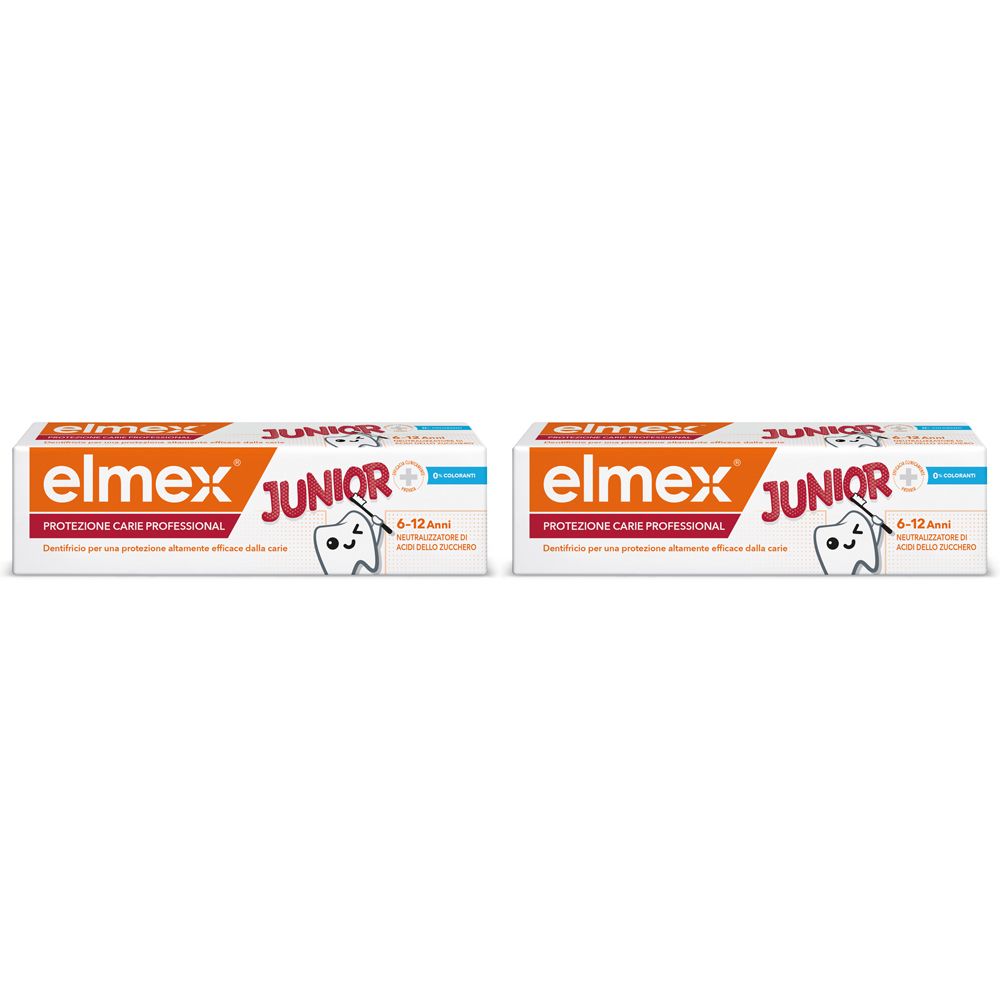 Elmex® Junior Dentifricio 6-12 Anni Protezione Carie Set da 2