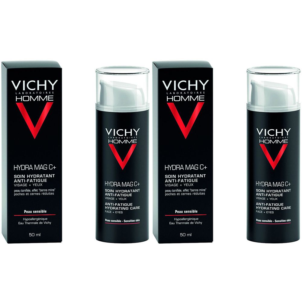 Vichy Homme Hydra Mag C + Trattamento Idratante Anti -Fatica Viso + Occhi 50 ml Set da 2