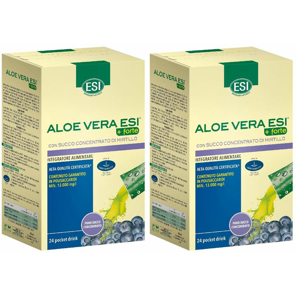 ESI Aloe Vera ESI +Forte con Succo Concentrato di Mirtillo Set da 2