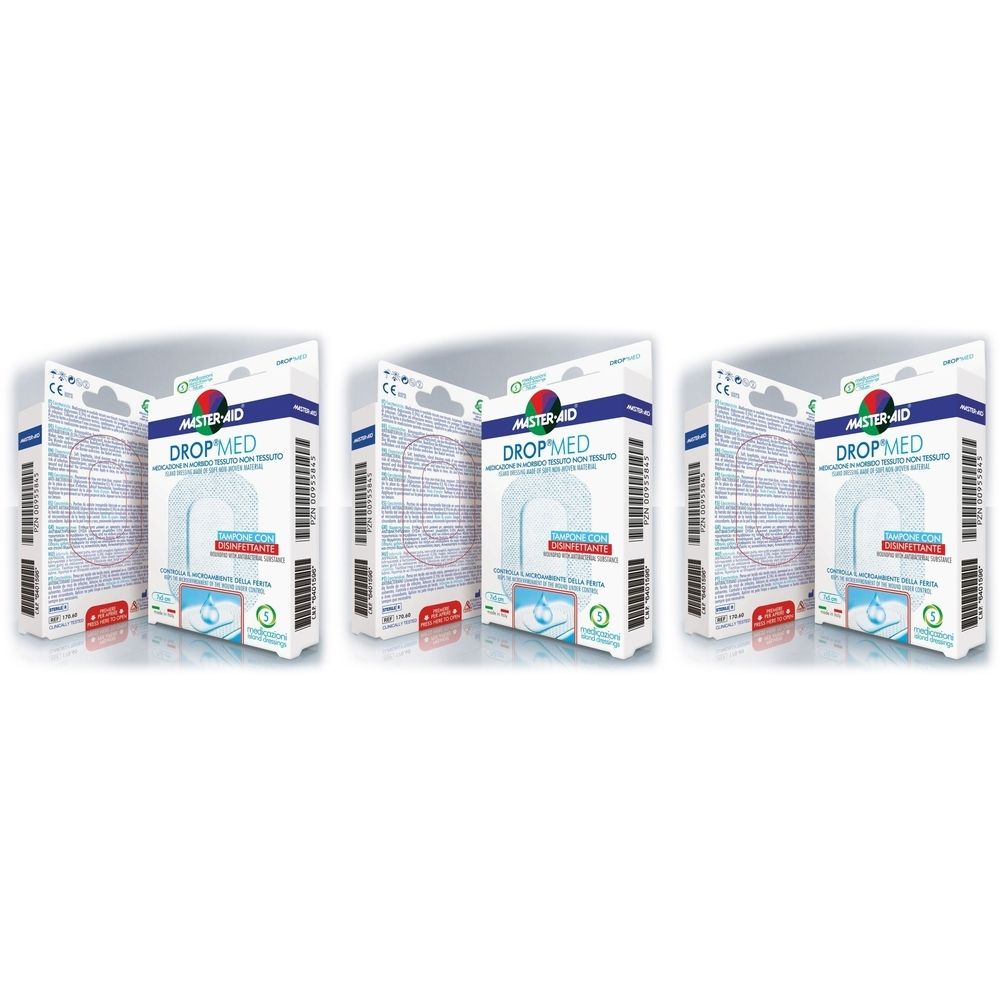 Master-Aid® Drop® Med 10 x 6 cm Tampone con Disinfettante Set da 3