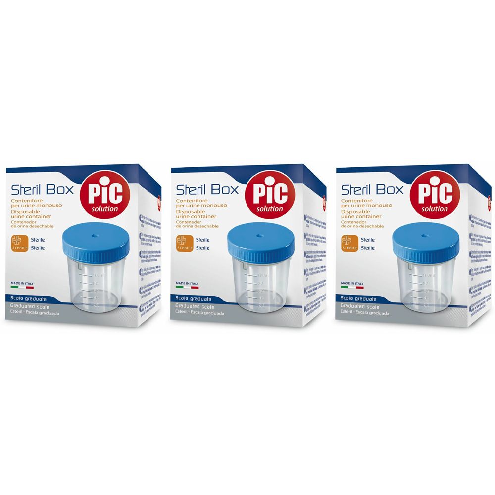 Pic Solution Steril Box Contenitore per Urine Monouso Set da 3