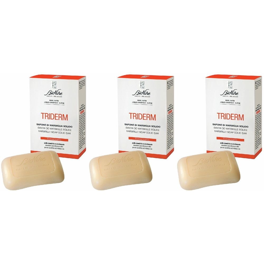 Bionike Triderm Sapone di Marsiglia Solido Set da 3