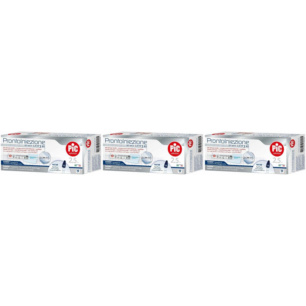 Pic Solution Kit ProntoIniezione Siringa 2,5 ml Ago 23G 0,6 mm x 30 mm Set da 3