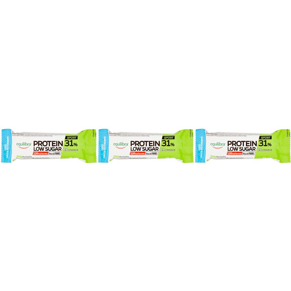Equilibra® Barretta Protein Low Sugar Cocco e Cioccolato Fondente Set da 3