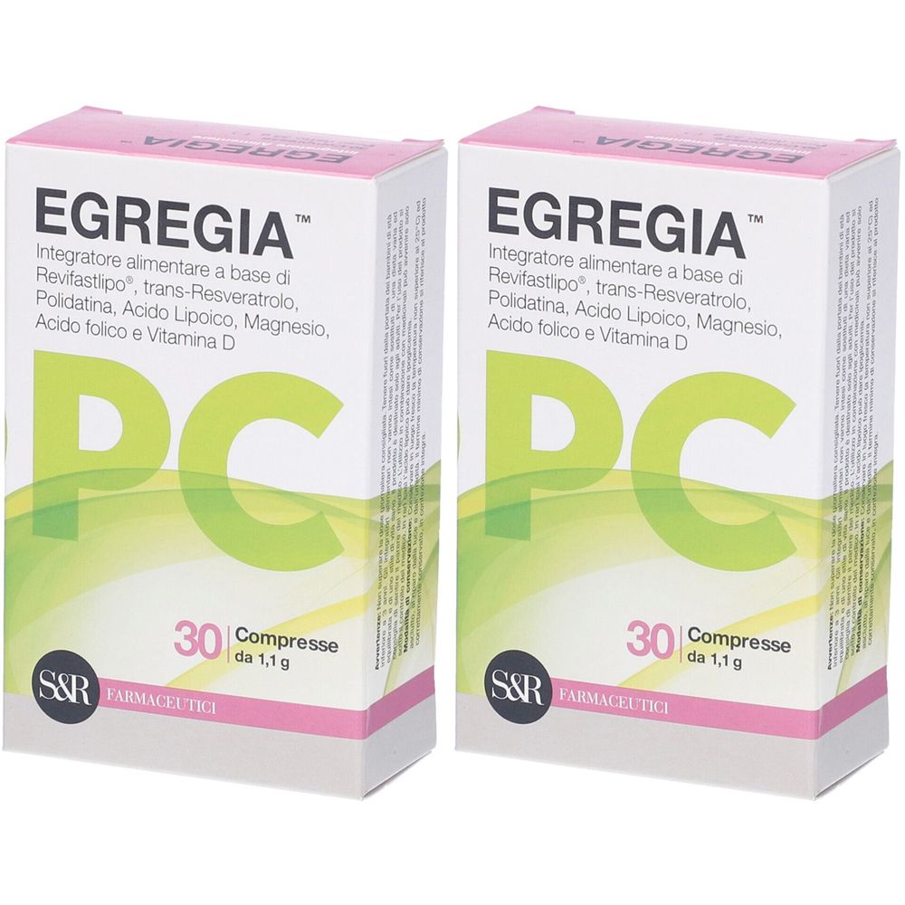 Due scatole EGREGIA, 30 compresse. Scritto: Integratore alimentare a base di.