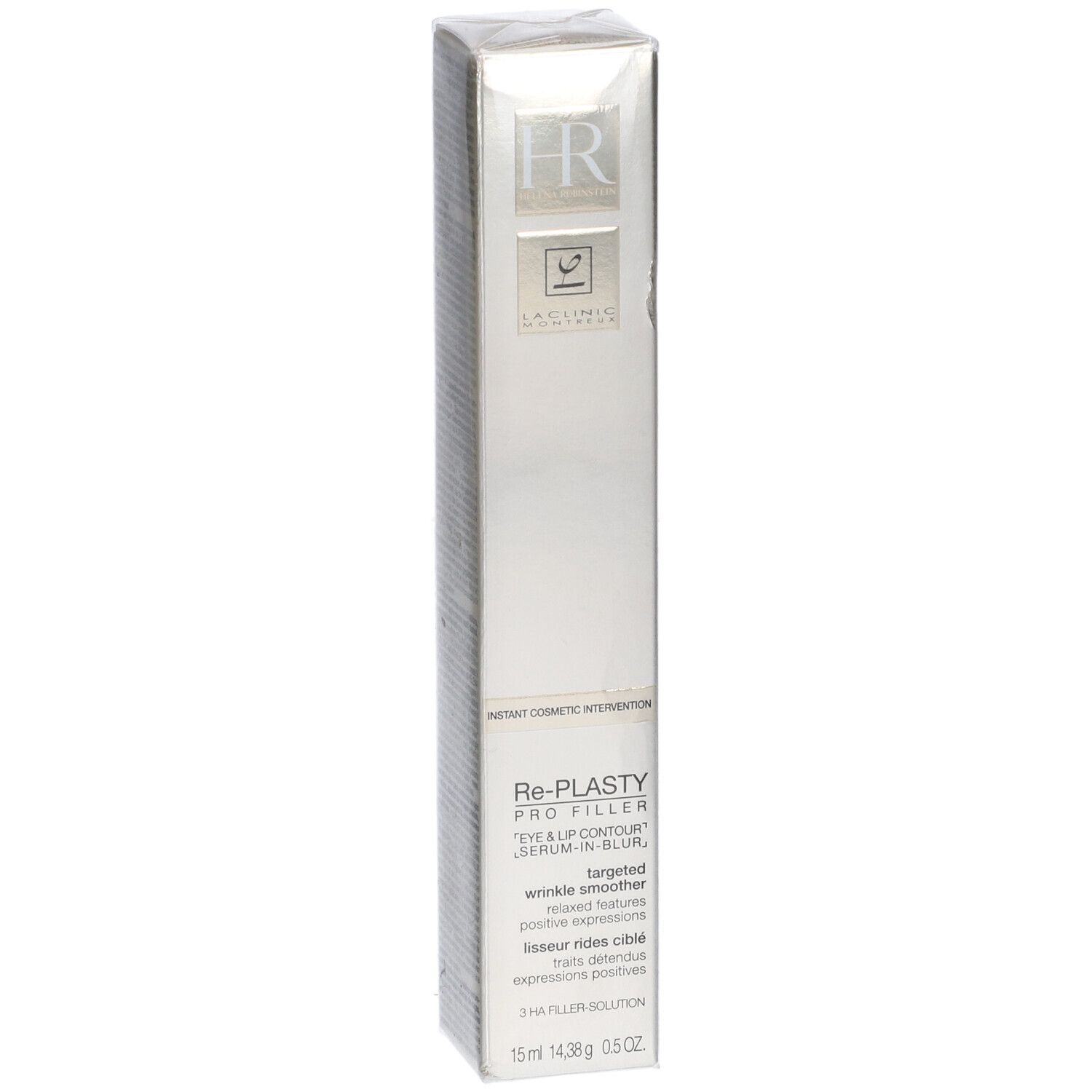 Schachtel mit Serum. Aufschrift: Re-Plasty Pro Filler. Marke HR. 15 ml.