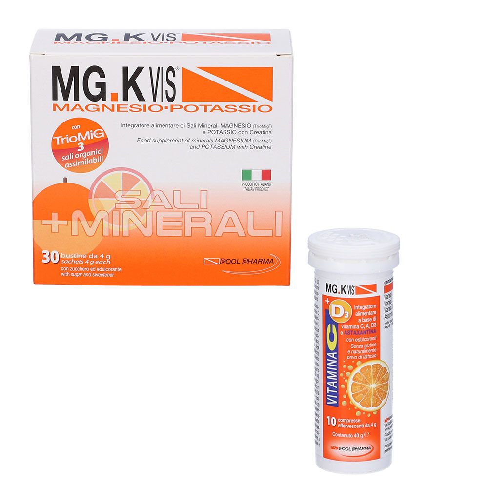 MG.K Vis Vitamina C + D3 + POOL PHARMA MG.K VIS® Magnesio e Potassio Gusto Arancia