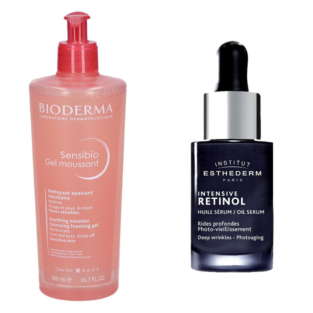 Bioderma Sensibio Gel Struccante Micellare + Institut Esthederm Intensive Retinol Siero Oleoso