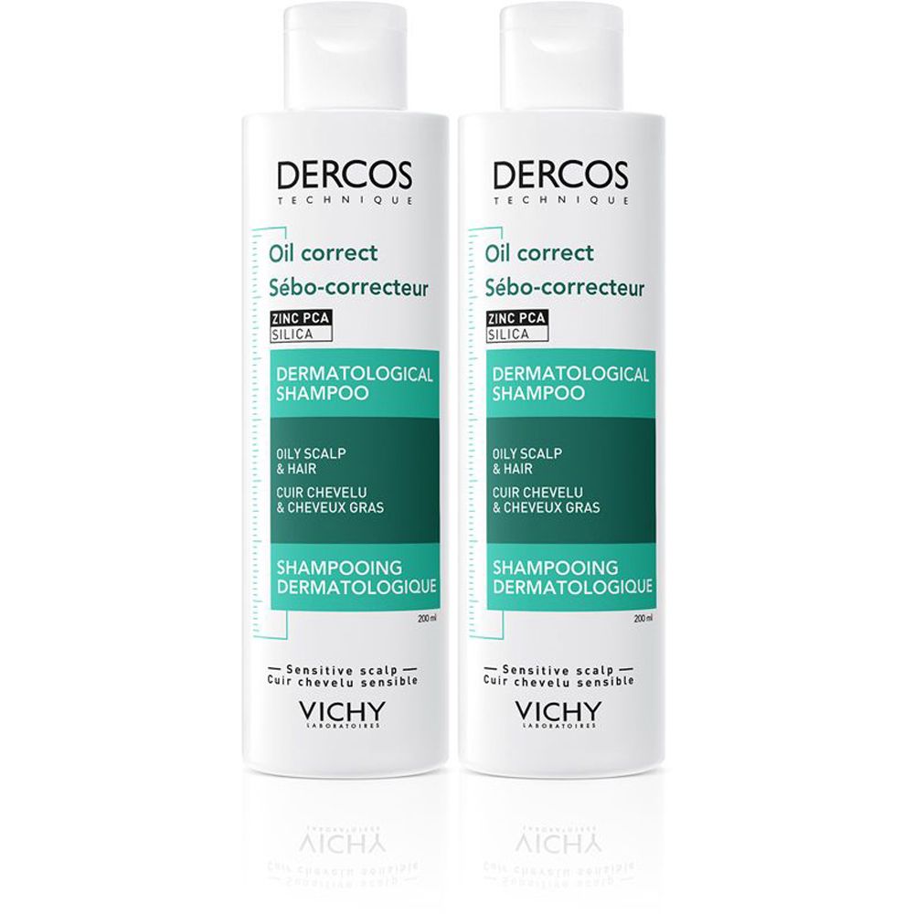 Vichy Dercos Shampoo Sebo Regolatore trattante Capelli grassi 200 ml Set da 2