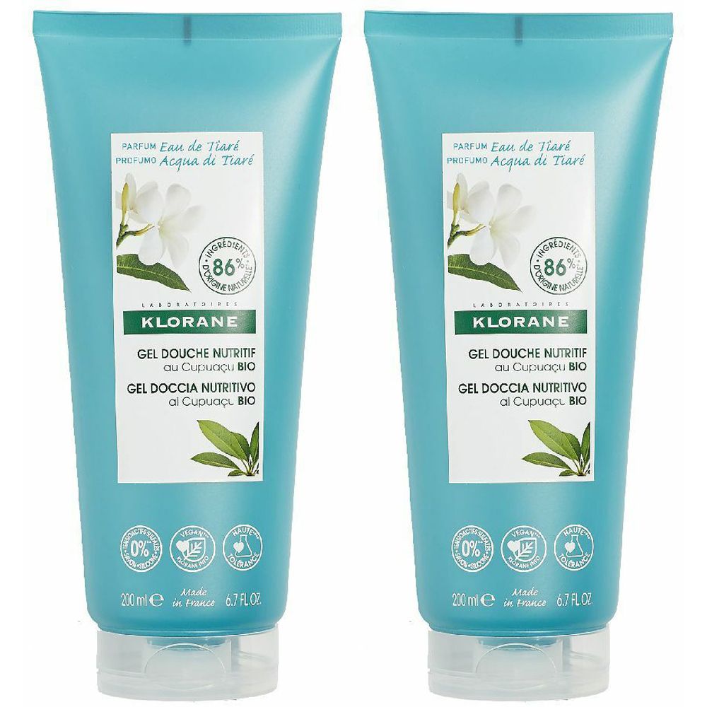 KLORANE Gel doccia nutritivo al burro di Cupuacu BIO  Eau de Tiare Set da 2
