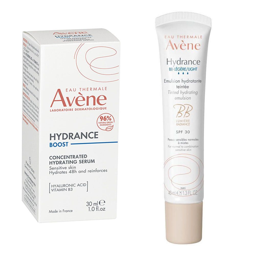 Avène Hydrance Boost Siero Concentrato Idratante + BB Leggera Emulsione Idratante Colorata SPF30