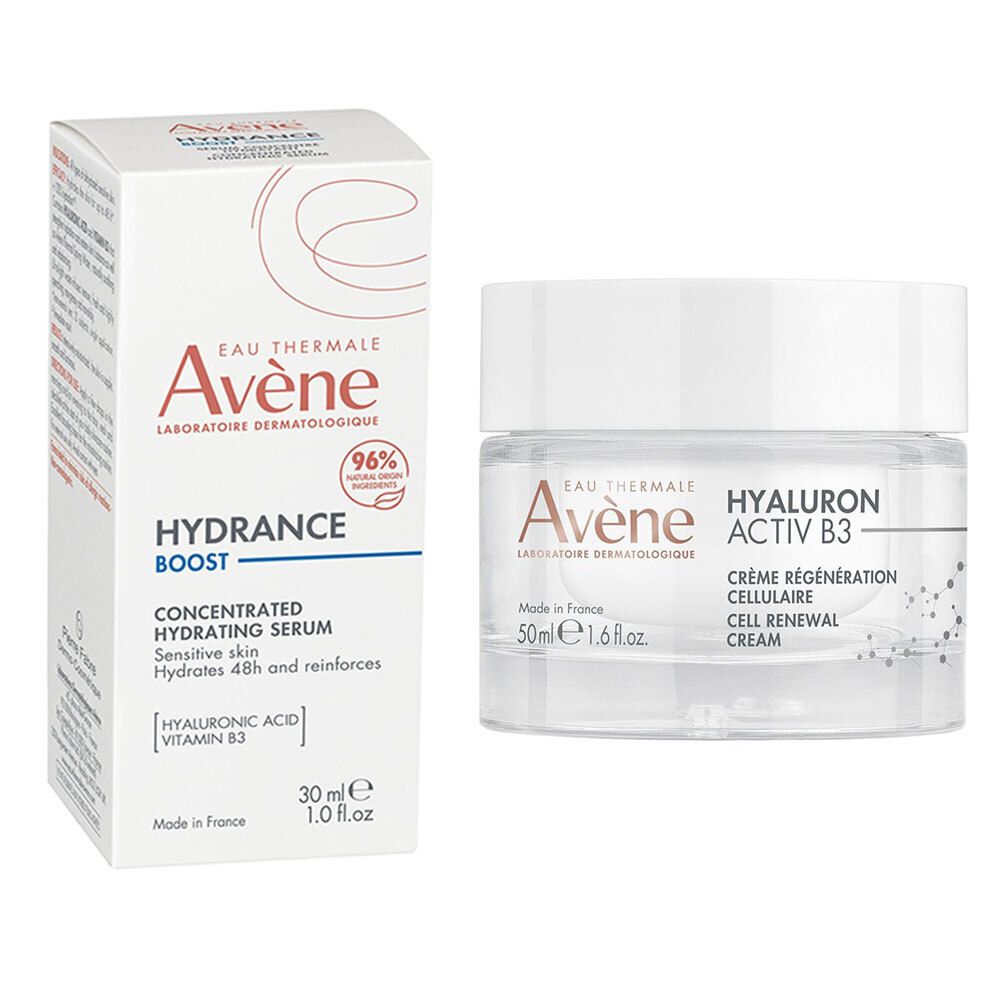 Avène Hydrance Boost Siero Concentrato Idratante + Eau Thermale Crema Rigenerante Cellulare Antirughe