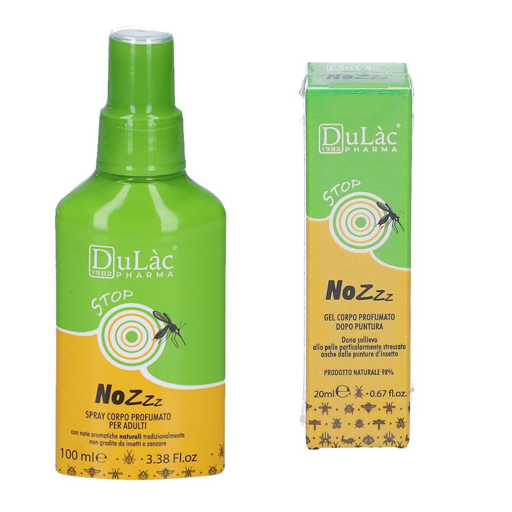 Dulàc NoZzz Spray Corpo Profumato per Adulti + Gel Corpo Dopopuntura Roll-On