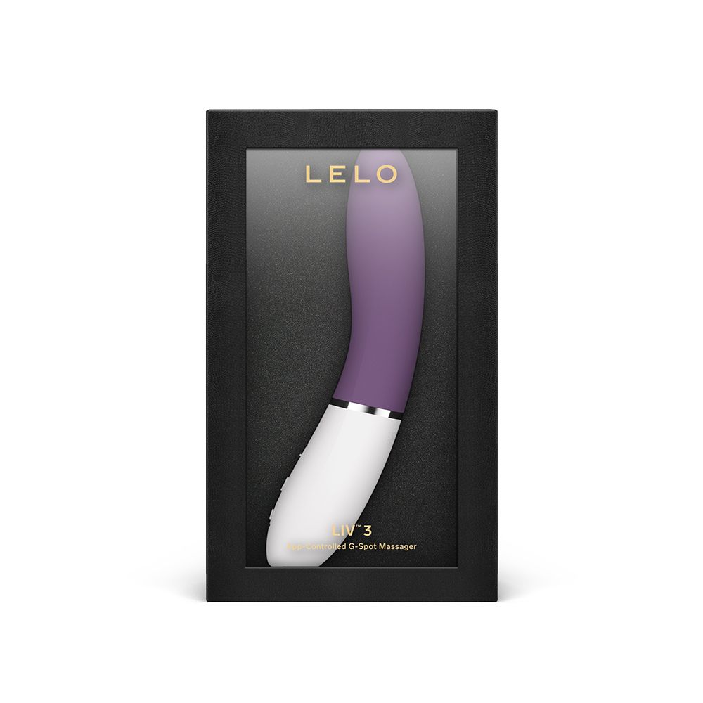 Schwarze Verpackung mit Vibrator. LELO-Logo. Sichtfenster.