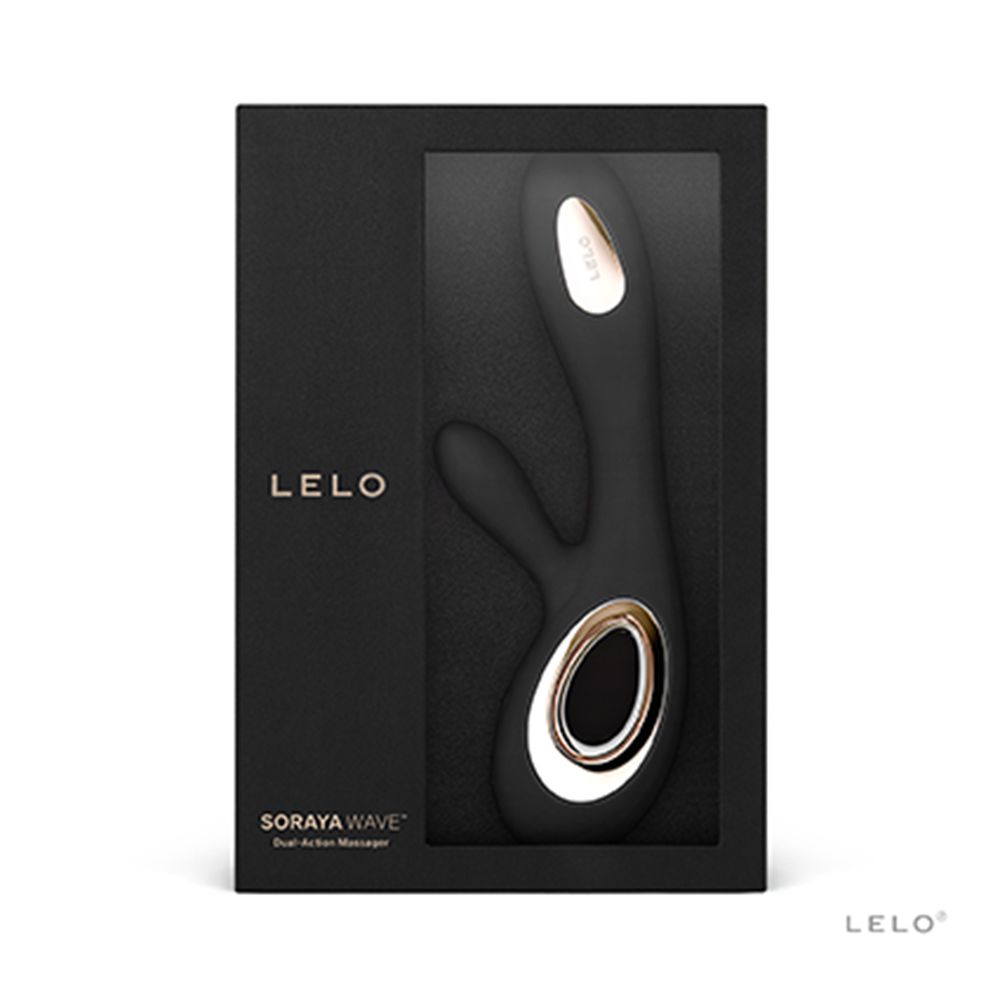 Confezione nera con finestra. Logo LELO e nome prodotto SORAYA Wave.